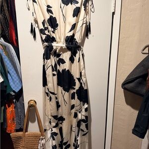 Taylor Black and Cream Floral Maxi Dress